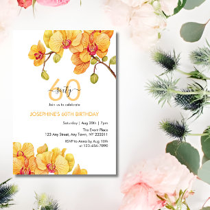 Gult Orchid Flower Botanical Birthday Inbjudningar