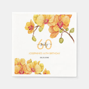 Gult Orchid Flower Botanical Birthday Pappersservett