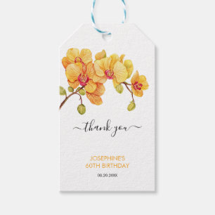 Gult Orchid Flower Botanical Birthday Presentetikett
