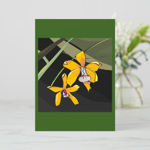 Gult Orchid Flower Tropical Botanical Inbjudningar