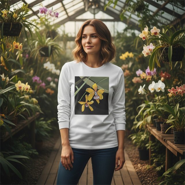 Gult Orchid Flower Tropical Botanical T Shirt (Skapare uppladdad)