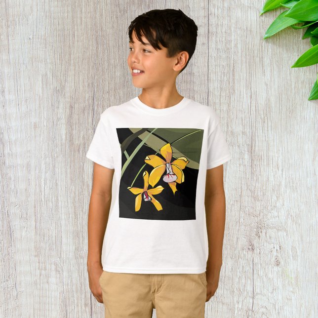 Gult Orchid Flower Tropical Botanical T Shirt (Skapare uppladdad)