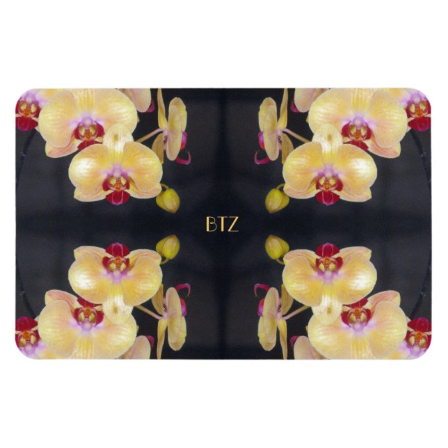 Gult Orchid Mönster Magnet (Horisontell)