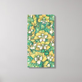 Gult Orchid Tropical Flowers Blommigt Painting Canvastryck