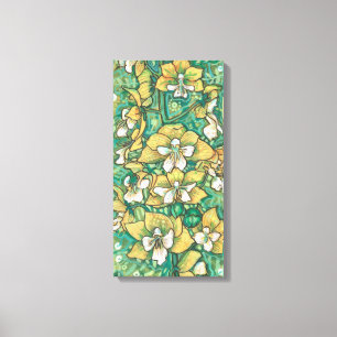Gult Orchid Tropical Flowers Blommigt Painting Canvastryck