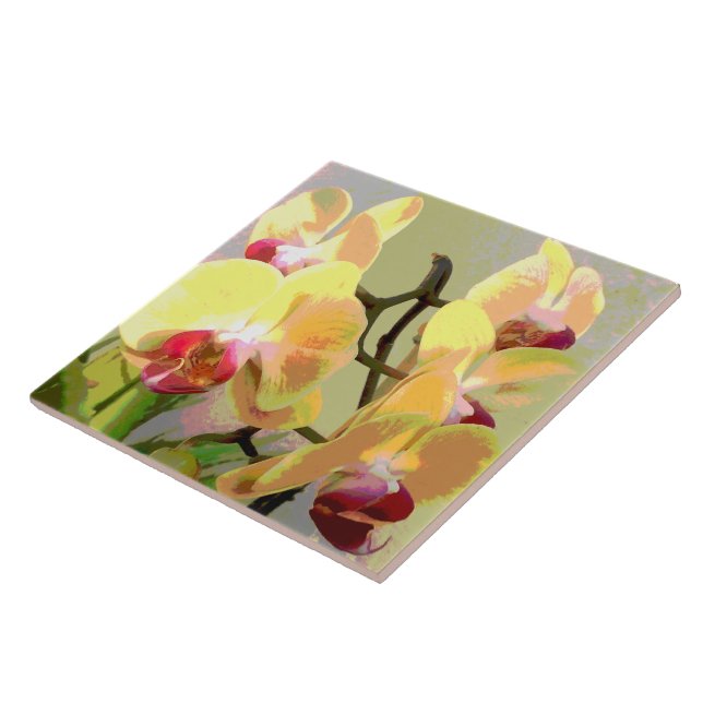 Gult Orchids i eftermiddags sol Kakelplatta (Sidan)