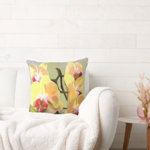 Gult Orchids i eftermiddags sol Kudde