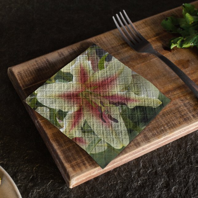 Gult Orienpet Lily med Red Starburst Blommigt Pappersservett (Skapare uppladdad)