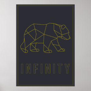 Gult origami-björnens bekräftelse poster. oändligh poster