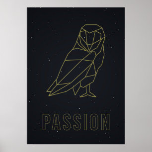 Gult origami uggla-bekräftelse poster passion. pas