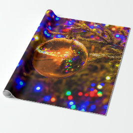 Gult Ornament Boll, färgfläckig Ljus Presentpapper