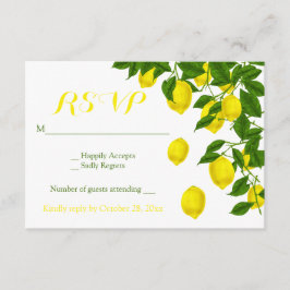 Gult OSA Watercolor Lemons Grönt Bröllop Kort