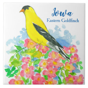Gult Östra Goldfinch State Bird of Iowa Kakelplatta