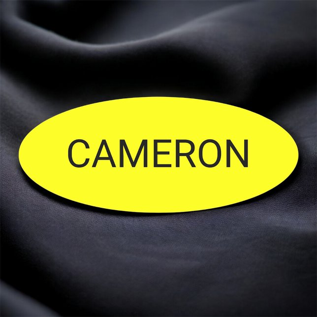 Gult Oval Namn bricka Badge Pin eller Magnetic 3 i Namnbricka (MISOOK Yellow Oval Name Tag)