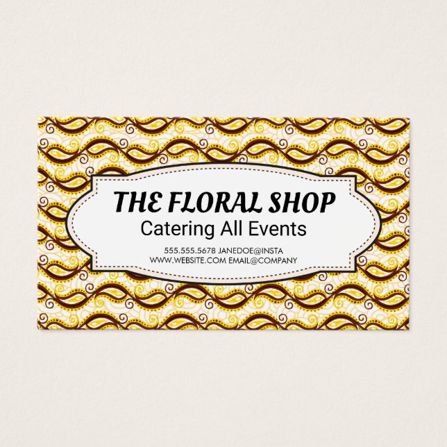 Gult Paisley Mönster Visitkort (Framsidan)