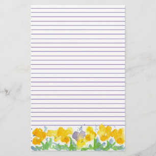 Gult Panorerar Blommigt Vattenfärgsfärgtonad färgt Brevpapper