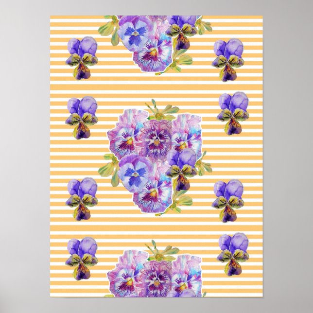 Gult Pansy-blommor Shabby chic Poster (Framsidan)
