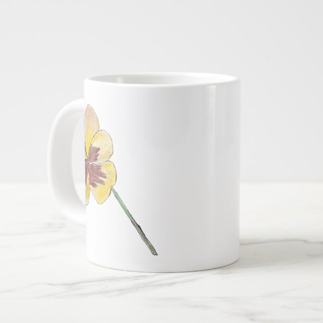 Gult Pansy Jumbo Mugg (Framsida vänster)