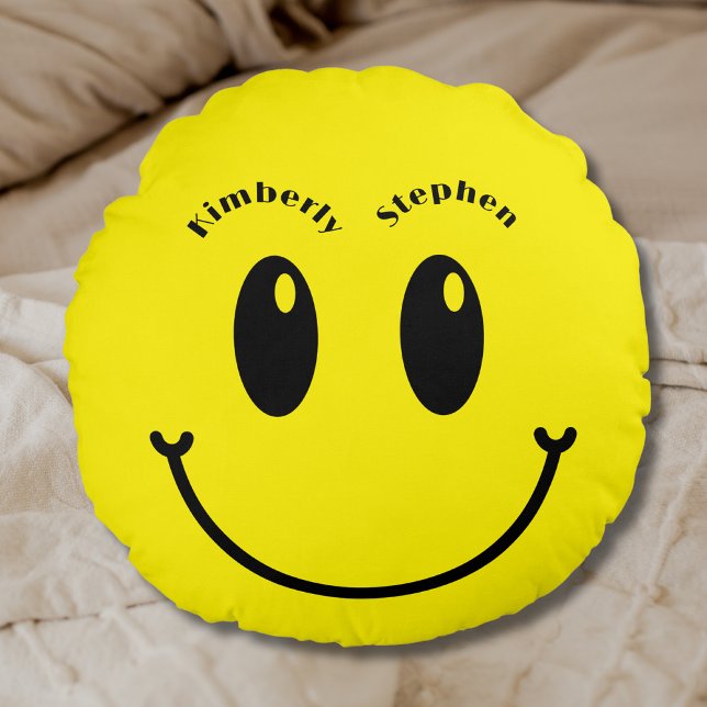gult par Bröllop Gift Unik Funny Lycklig Rund Kudde (Skapare uppladdad)