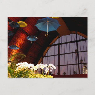 Gult Paraplla White Flowers Blue Art Photo Vykort