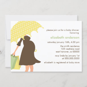 Gult Parbrella Mamma Neutralt Baby Shower Inbjudningar