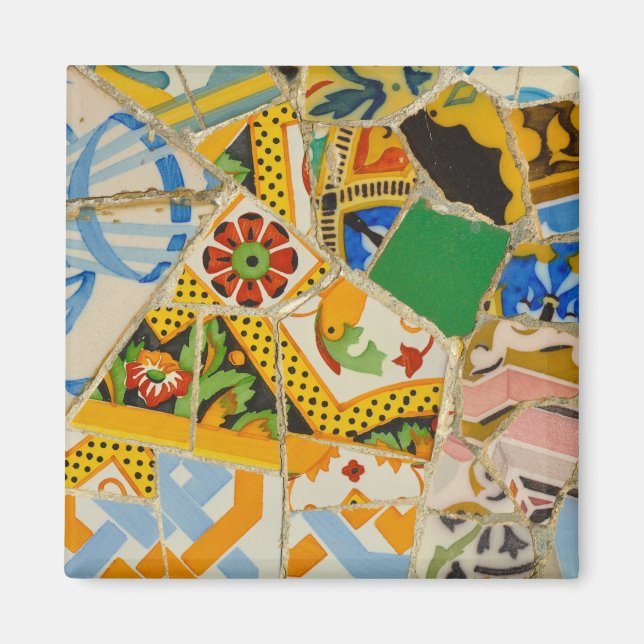 Gult Parc Guell Tiles i Barcelona Spanien Magnet (Framsidan)