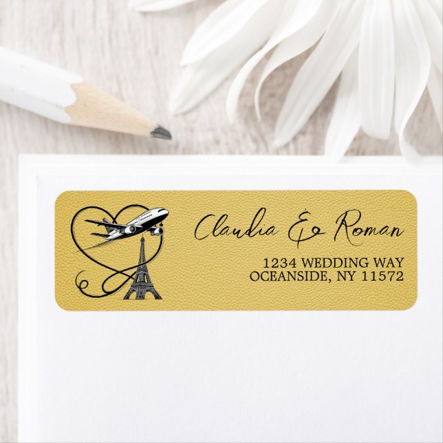 Gult Paris-pass Returadress Etikett (Insitu)
