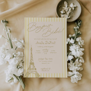 Gult Parisian Baby Shower-inbjudan Inbjudningar