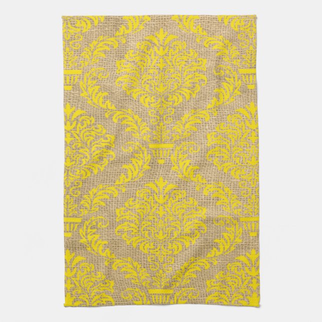 Gult Parisian Moods Damask Kökshandduk (Vertikal)