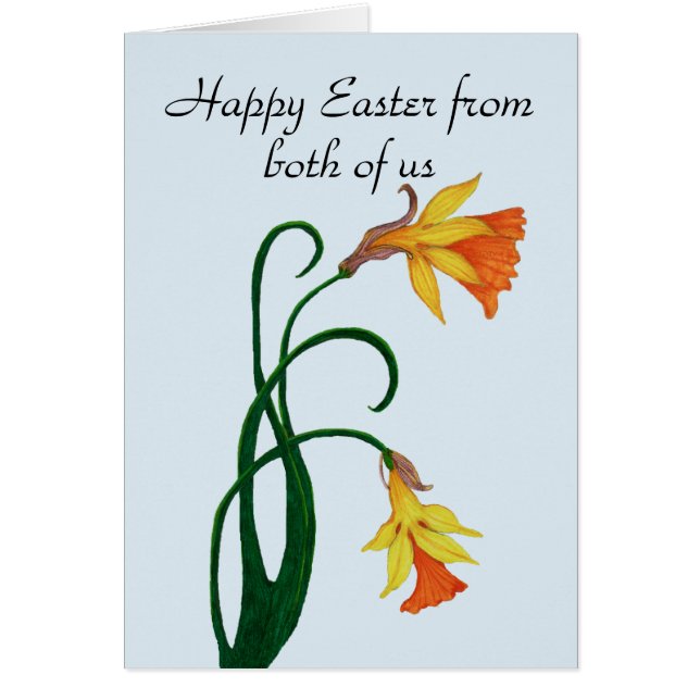 Gult Påsk Lily Daffodil, Glad påsk Hälsningskort (Framsidan)