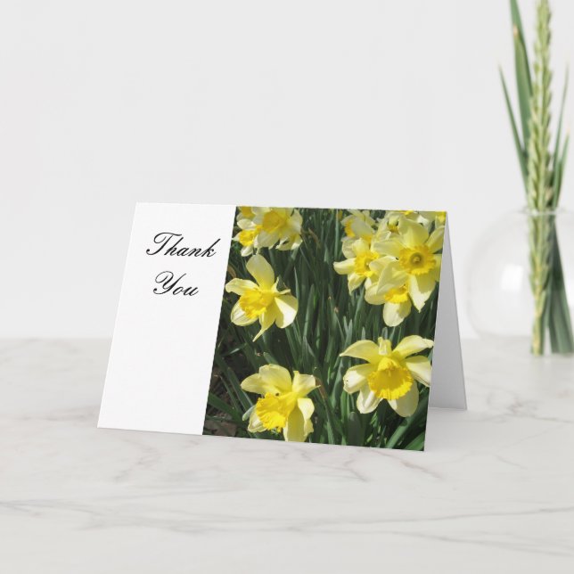 Gult påskliljablommatack tack kort (Framsida)