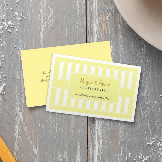 Gult Pastel Patisserie Affärskort Visitkort (Yellow Pastel Patisserie Business Card)