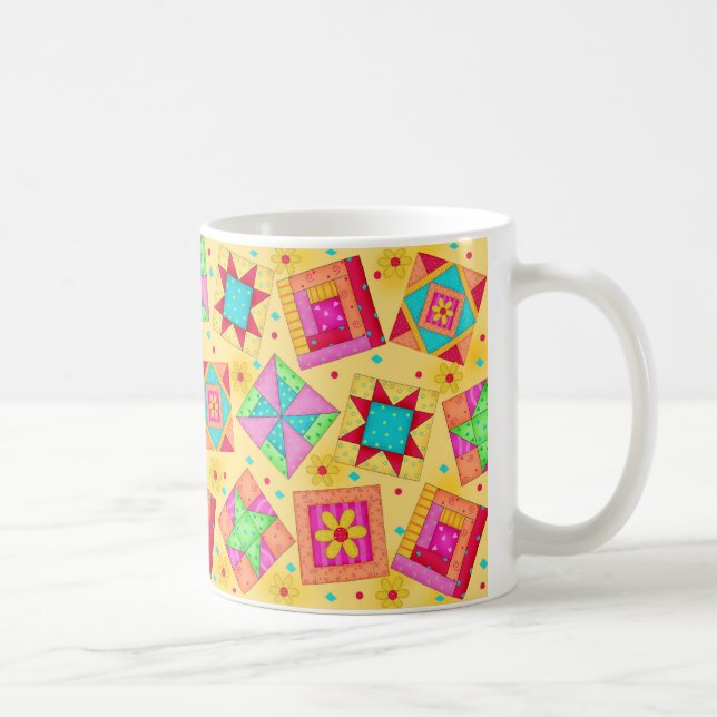 Gult Patchwork Quilt Design Mugg (Höger)