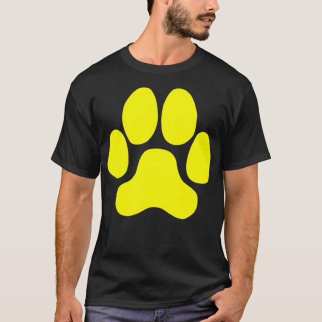 Gult Paw-utskrift för Hundälskare T Shirt (Framsida)