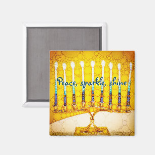 Gult Peace Gnistra Shine Script Hanukkah Menorah Magnet