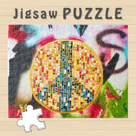 Gult Peace Mosaic on Graffiti Wall - Pussel