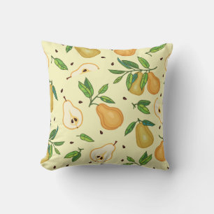 Gult Pear Fruits: Vintage Illustration. Kudde