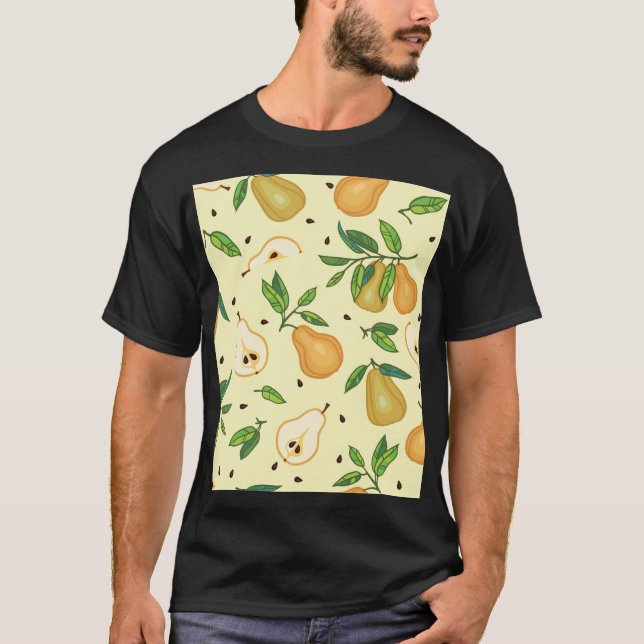 Gult Pear Fruits: Vintage Illustration. T Shirt (Framsida)