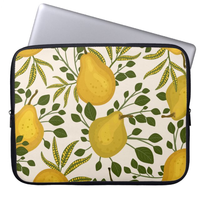 Gult Pears Löv White Background Laptop Fodral (Framsidan)