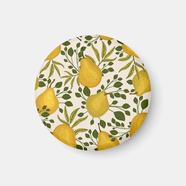 Gult Pears Löv White Background Magnet (Framsidan)