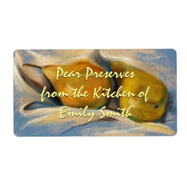 Gult Pears on Blue Papper Teckning Canning Fraktsedel (Framsidan)