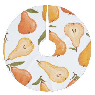 Gult Pears: Seamless White Background. Julgransmatta Borstad Polyester