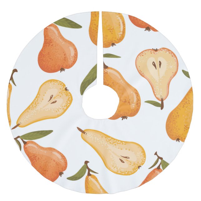 Gult Pears: Seamless White Background. Julgransmatta Borstad Polyester (Framsidan)
