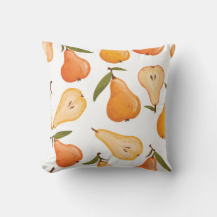 Gult Pears: Seamless White Background. Kudde