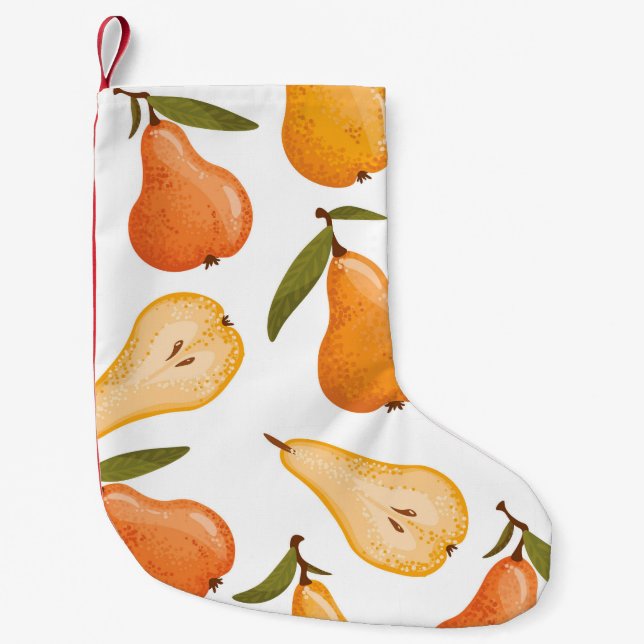 Gult Pears: Seamless White Background. Liten Julstrumpa (Framsidan)