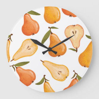 Gult Pears: Seamless White Background. Stor Klocka