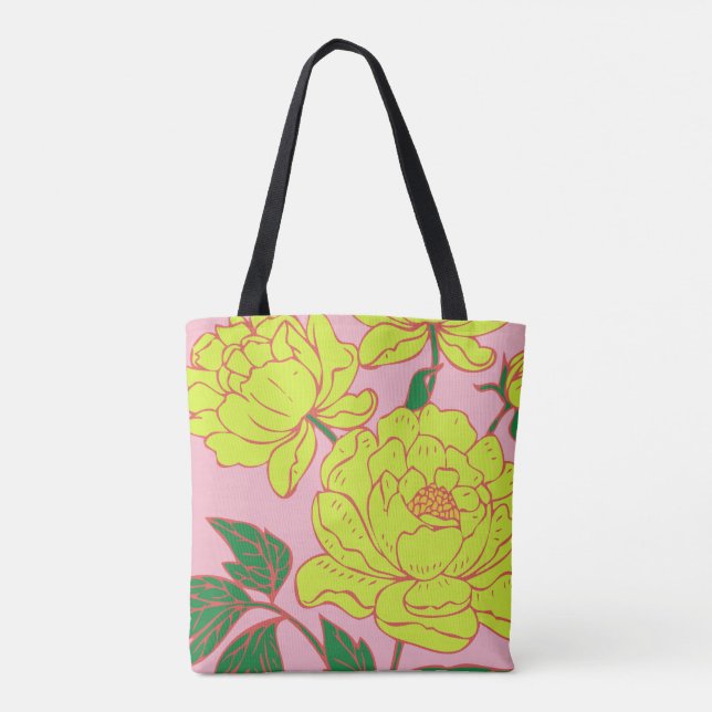 Gult Peonies #2 Tygkasse (Baksida)