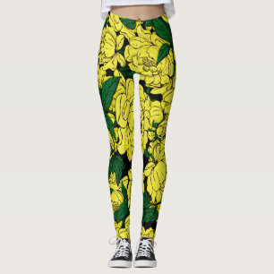 Gult Peonies Leggings
