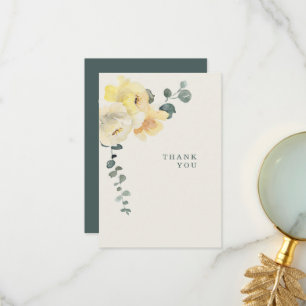 Gult Peonies Teal & Cream Funeral Liv- förlust Tack Kort