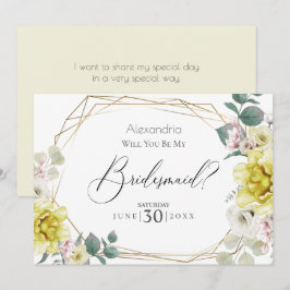 Gult Peony Flowers blir min bridesmaid Inbjudningar